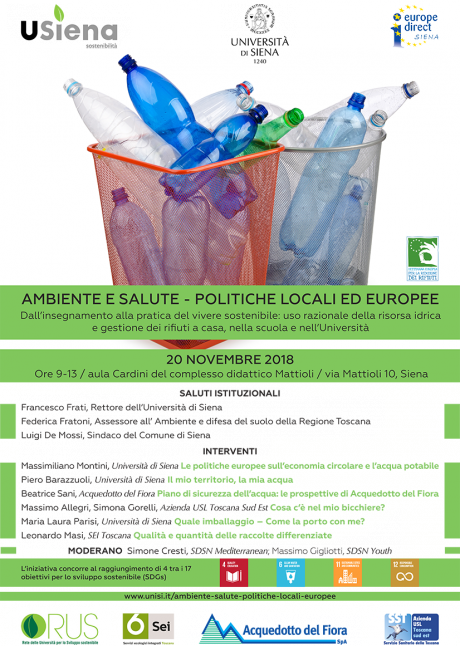 Locandina convegno Ambiente e salute - Politiche locali ed europee