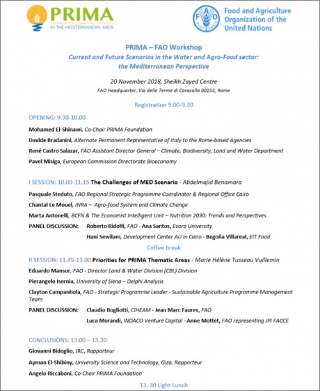 Workshop Prima-Fao Workshop Prima-Fao