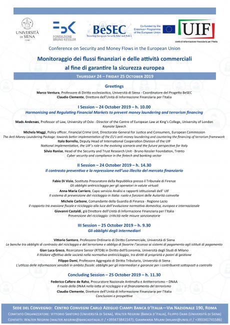 conferenza sul "Monitoraggio dei flussi finanziari e delle attività commerciali al fine di garantire la sicurezza europea"