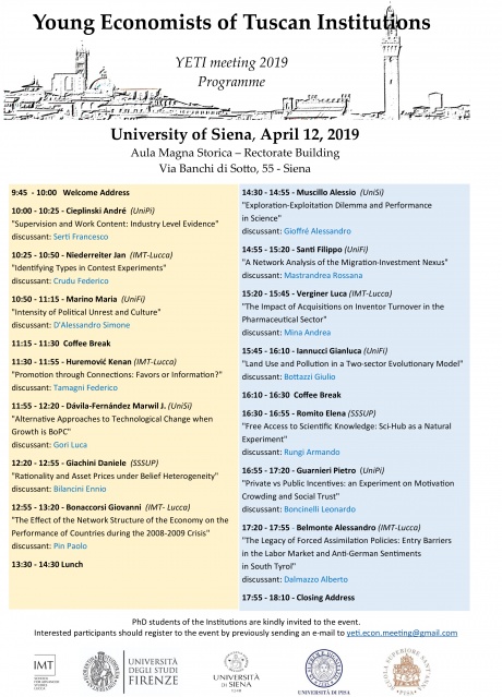 Young Economists in Tuscan Institutions meeting 2019